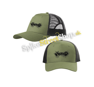 ABORTED - Logo - olivovočierna sieťkovaná šiltovka model "Trucker Cap"