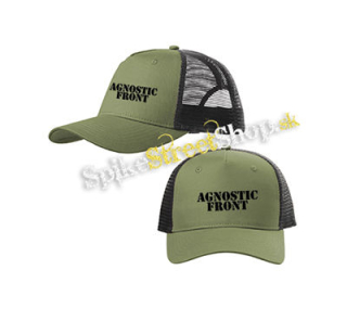 AGNOSTIC FRONT - Logo - olivovočierna sieťkovaná šiltovka model "Trucker Cap"