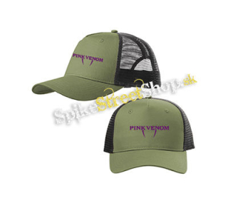 BLACKPINK - Pink Venom - olivovočierna sieťkovaná šiltovka model "Trucker Cap"