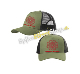BREAKING BENJAMIN - Red Logo - olivovočierna sieťkovaná šiltovka model "Trucker Cap"