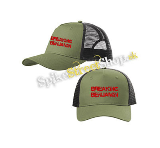 BREAKING BENJAMIN - Red Logo Motive 2 - olivovočierna sieťkovaná šiltovka model "Trucker Cap"