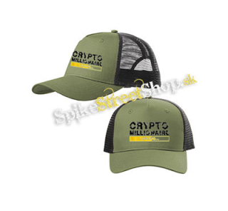 CRYPTOMILIONAIRE - Loading - olivovočierna sieťkovaná šiltovka model "Trucker Cap"
