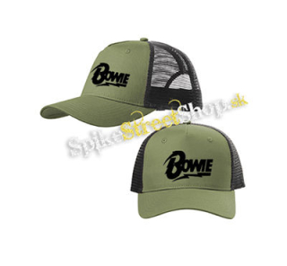 DAVID BOWIE - Logo - olivovočierna sieťkovaná šiltovka model "Trucker Cap"