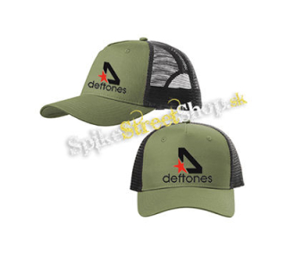 DEFTONES - Star Logo - olivovočierna sieťkovaná šiltovka model "Trucker Cap"