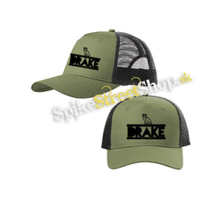 DRAKE - Take Care - olivovočierna sieťkovaná šiltovka model "Trucker Cap"