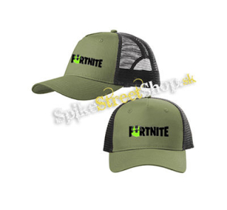 FORTNITE Season 7 - Rick Sanchez Logo - olivovočierna sieťkovaná šiltovka model "Trucker Cap"
