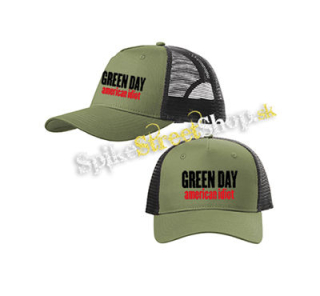GREEN DAY - American Idiot Slogan - olivovočierna sieťkovaná šiltovka model "Trucker Cap"