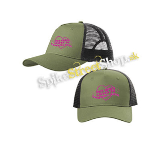 CHAPPELL ROAN - Hot Girls Listen To Chappell Roan - olivovočierna sieťkovaná šiltovka model "Trucker Cap"