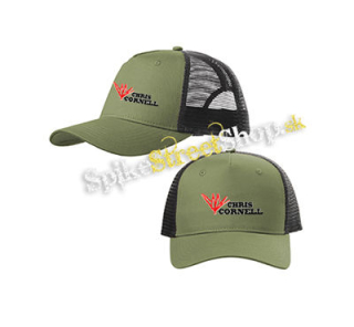 CHRIS CORNELL - Logo - olivovočierna sieťkovaná šiltovka model "Trucker Cap"