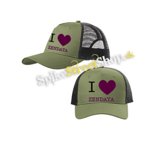 I LOVE ZENDAYA - olivovočierna sieťkovaná šiltovka model "Trucker Cap"