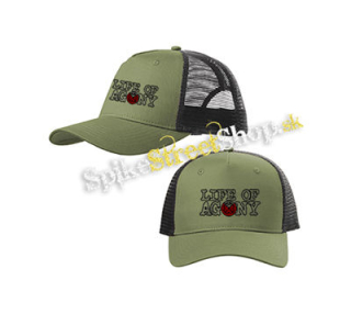 LIFE OF AGONY - Logo - olivovočierna sieťkovaná šiltovka model "Trucker Cap"