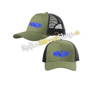 NEWJEANS - Blue Logo - olivovočierna sieťkovaná šiltovka model "Trucker Cap"