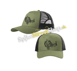 OPETH - Logo - olivovočierna sieťkovaná šiltovka model "Trucker Cap"