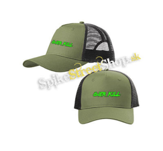 OVERKILL - Logo Green - olivovočierna sieťkovaná šiltovka model "Trucker Cap"