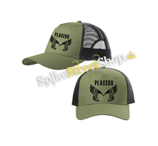 PLACEBO - Wings Logo - olivovočierna sieťkovaná šiltovka model "Trucker Cap"