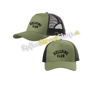 STRANGER THINGS - Hellfire Club Logo - olivovočierna sieťkovaná šiltovka model "Trucker Cap"