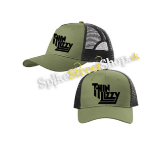 THIN LIZZY - Logo - olivovočierna sieťkovaná šiltovka model "Trucker Cap"