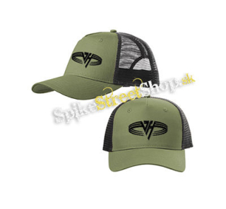 VAN HALEN - Logo Black Circle - olivovočierna sieťkovaná šiltovka model "Trucker Cap"