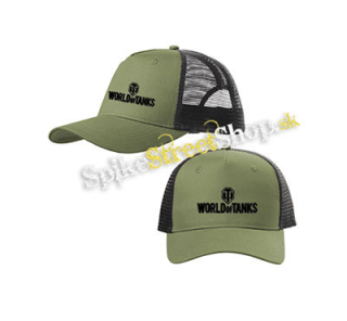 WORLD OF TANKS - Logo - olivovočierna sieťkovaná šiltovka model "Trucker Cap"