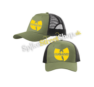 WU TANG CLAN - Yellow Logo - olivovočierna sieťkovaná šiltovka model "Trucker Cap"