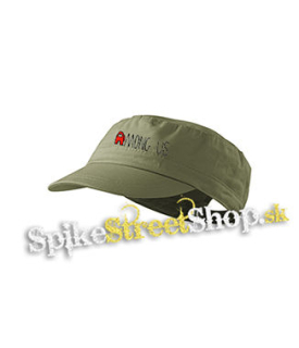 AMONG US - Red White Logo - olivová šiltovka army cap