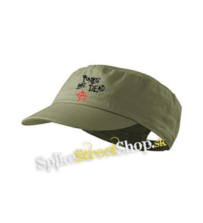 ANARCHY - Punks Not Dead - olivová šiltovka army cap