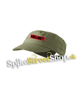 HELMET - Logo Red White - olivová šiltovka army cap