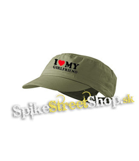 I LOVE MY GIRLFRIEND - olivová šiltovka army cap