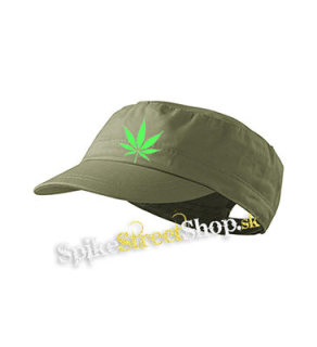 MARIHUANA - Green Leaf - olivová šiltovka army cap