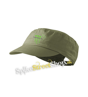 MONSTER ENERGY - Green Logo Honey Bee - olivová šiltovka army cap