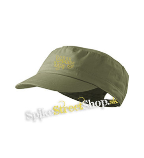 WOBBLY LIFE - Logo Yellow - olivová šiltovka army cap