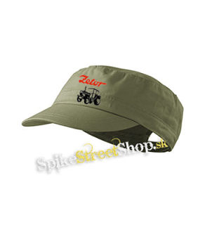 ZETOR - Červené logo a traktor - olivová šiltovka army cap