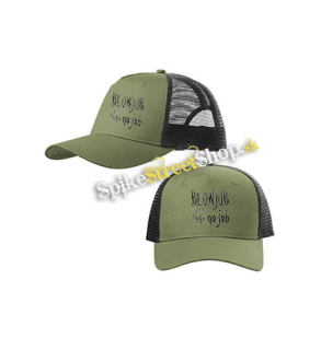 BLOWJOB IS BETTER THAN NO JOB - olivovočierna sieťkovaná šiltovka model "Trucker Cap"