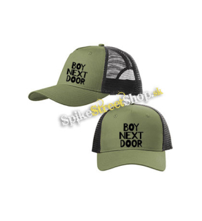 BOYNEXTDOOR - Logo Kpop Band - olivovočierna sieťkovaná šiltovka model "Trucker Cap"