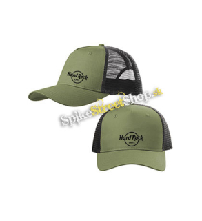 HARDROCK CAFE - olivovočierna sieťkovaná šiltovka model "Trucker Cap"