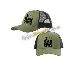 I LOVE GANGNAM STYLE - olivovočierna sieťkovaná šiltovka model "Trucker Cap"