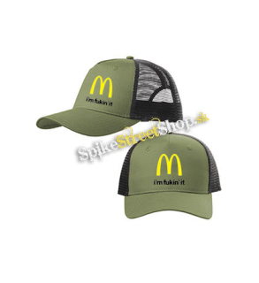 I'M FUCKIN' IT - olivovočierna sieťkovaná šiltovka model "Trucker Cap"