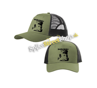 JUSTIN BIEBER - Logo & Portrait Motive 1 (2) - olivovočierna sieťkovaná šiltovka model "Trucker Cap"