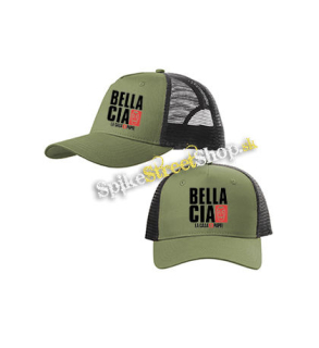 LA CASA DE PAPEL - Bella Ciao - olivovočierna sieťkovaná šiltovka model "Trucker Cap"