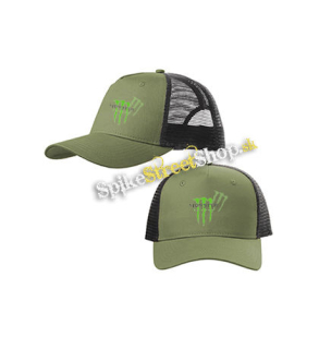 MONSTER ENERGY - Green Logo Honey Bee - olivovočierna sieťkovaná šiltovka model "Trucker Cap"