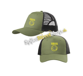 NIRVANA - Big Smile - olivovočierna sieťkovaná šiltovka model "Trucker Cap"