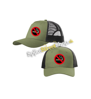 NO SMOKING - olivovočierna sieťkovaná šiltovka model "Trucker Cap"