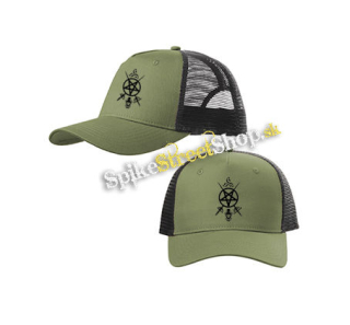 SATHANAS 666 - Swords Motive - olivovočierna sieťkovaná šiltovka model "Trucker Cap"