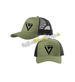 SEVENTEEN - Logo - olivovočierna sieťkovaná šiltovka model "Trucker Cap"