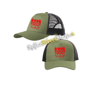 STRANGER THINGS - Logo Flip - olivovočierna sieťkovaná šiltovka model "Trucker Cap"