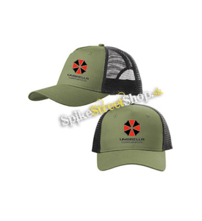 UMBRELLA CORPORATION - Our Business Is Life Itself - olivovočierna sieťkovaná šiltovka model "Trucker Cap"