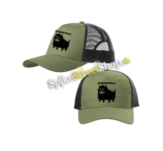 UNDERTALE - Annoying Dog - olivovočierna sieťkovaná šiltovka model "Trucker Cap"