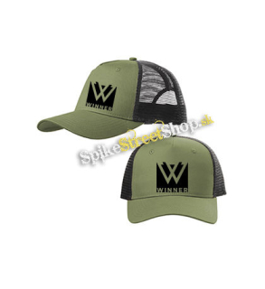 WINNER - Logo K-Pop Band Motive 2 - olivovočierna sieťkovaná šiltovka model "Trucker Cap"