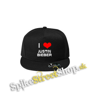 I LOVE JUSTIN BIEBER - čierna šiltovka model "Snapback"