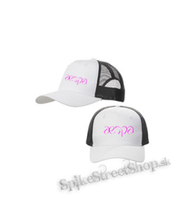 AESPA - Logo Pink - bieločierna sieťkovaná šiltovka model "Trucker Cap"